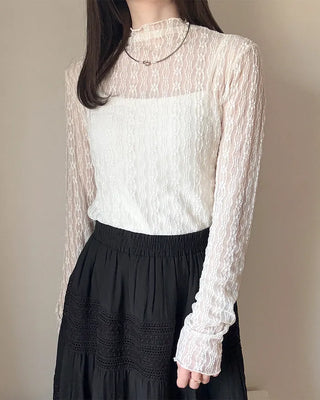 Flower sheer layered T-shirt