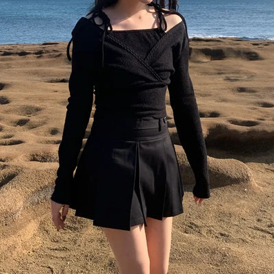 Strap Ribbon Wrap Shirt