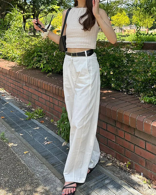 Wide-leg cotton pants