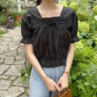 Ribbon frill blouse