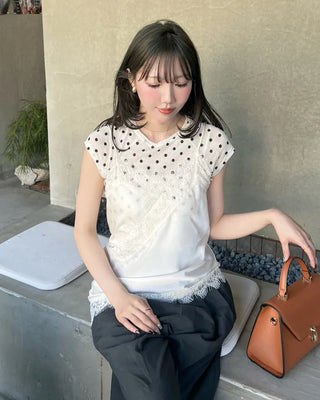 Big lace point asymmetrical camisole