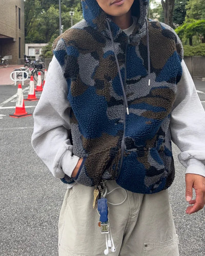Camouflage fleece hooded vest