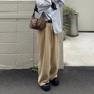 Tucked wide-leg pants
