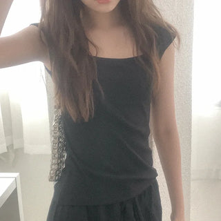 Rib Square Short-Sleeve T-Shirt