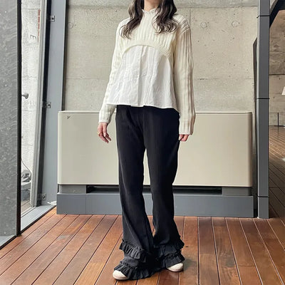 Ribbed Frill Banding Pants