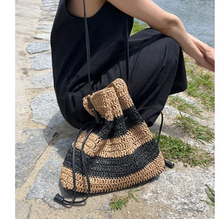 Rattan-colored shoulder bag