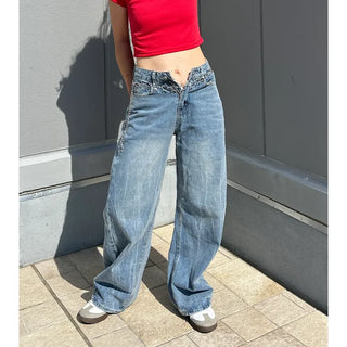 Embroidered denim pants