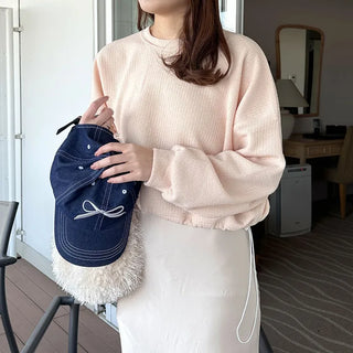 String Cropped Sweatshirt