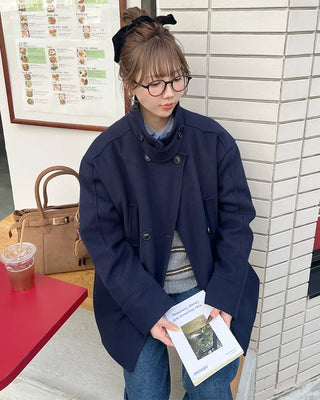 Double-breasted quilted coat