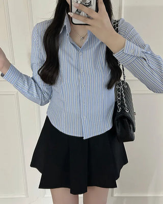 Striped Crop Long Sleeve Shirt