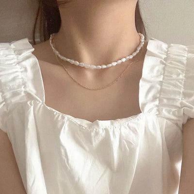 Layered pearl necklace