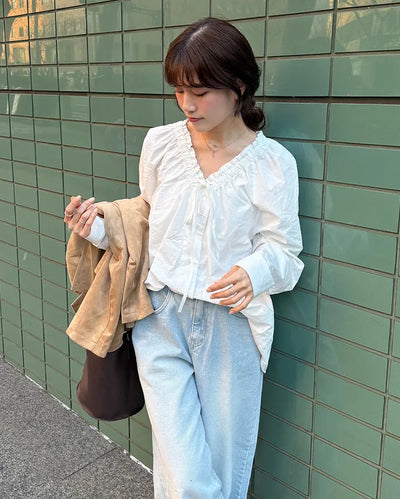 Shirred Ribbon Blouse