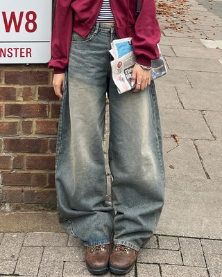 Wide denim pants