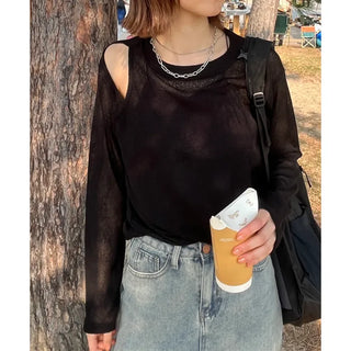 Cutout sheer t-shirt