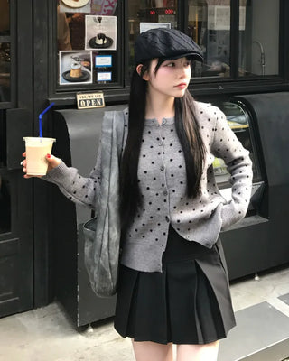 Polka Dot Knit Cardigan