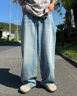 Wide balloon denim pants