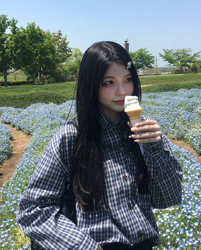 Oversized check shirt