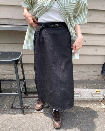 (Belt set) Nylon long skirt