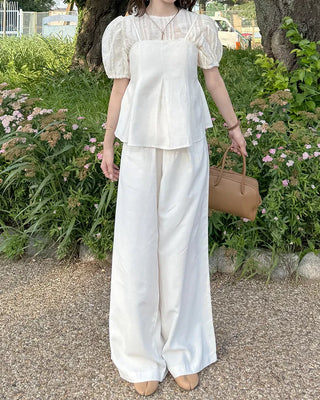 Pintuck bustier and slacks set