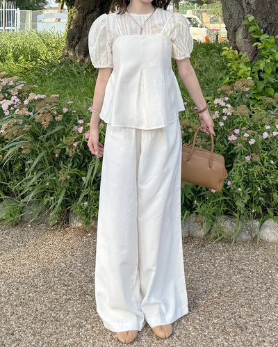 Pintuck bustier and slacks set