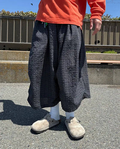 Checked pintuck Bermuda shorts
