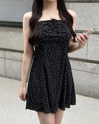 Flower Gathered Mini Camisole Dress