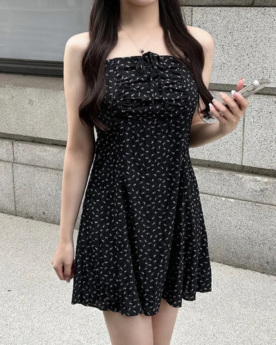 Flower Gathered Mini Camisole Dress