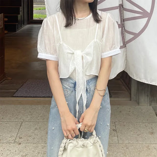 Ribbon layered blouse