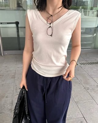 2-Way Ribbed Sleeveless Tank Top