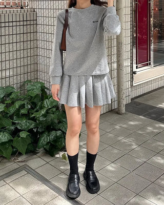 Sweatshirt & Pleated Mini Skirt Set