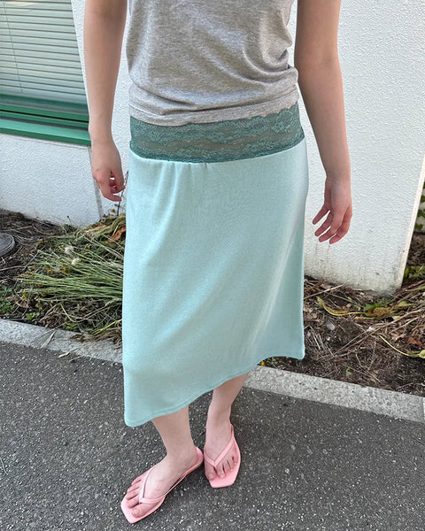 Lace waist midi skirt