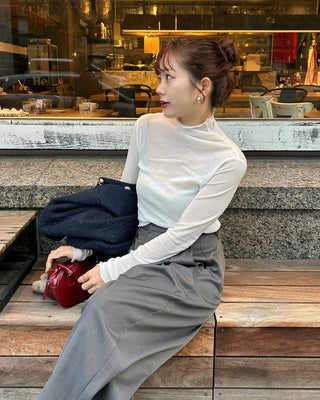 See-through layered long-sleeve T-shirt