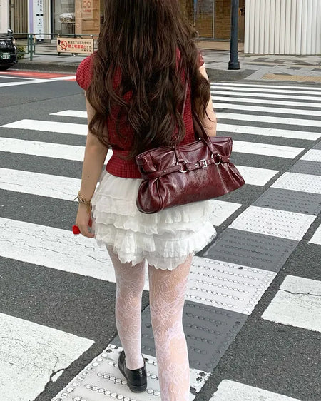 Square buckle shoulder bag