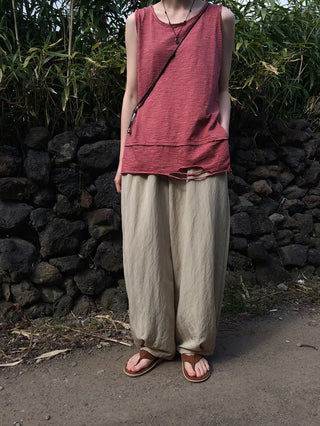 Balloon waist elastic pants