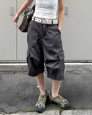 Tucked cargo Bermuda cotton pants