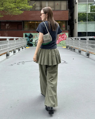 Pleated skirt wide slacks