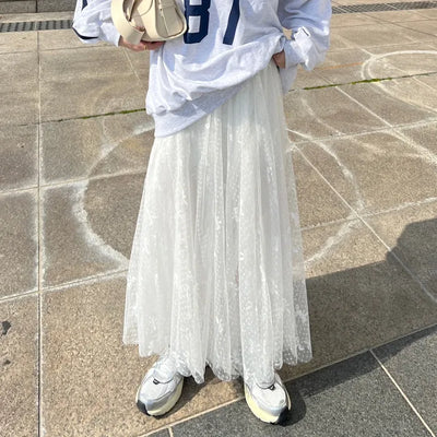 Ribbon pattern tulle skirt
