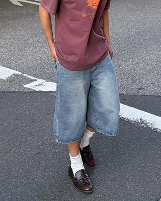 Washed denim Bermuda shorts