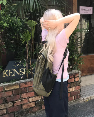 Nylon backpack with side pockets