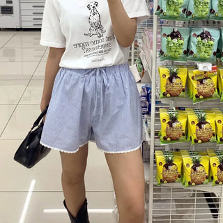 Striped lace shorts