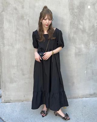 Square neck long dress