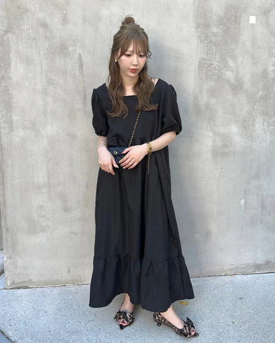 Square neck long dress