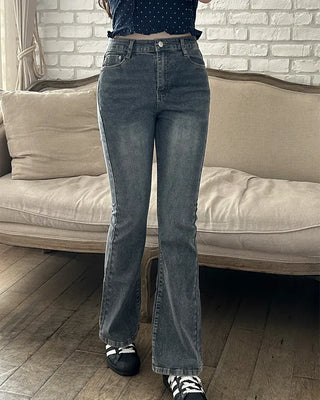 Washed bootcut denim