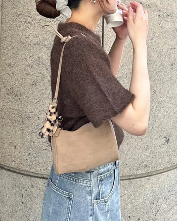 Suede Square Belt Shoulder Bag
