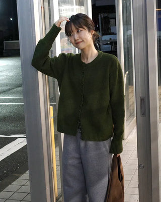 Color Button Knit Cardigan