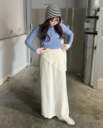 Layered wrap skirt and pants set