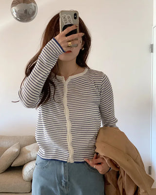 Ribbed border cardigan