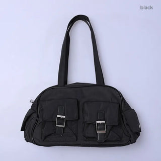 Two-pocket buckle shoulder bag