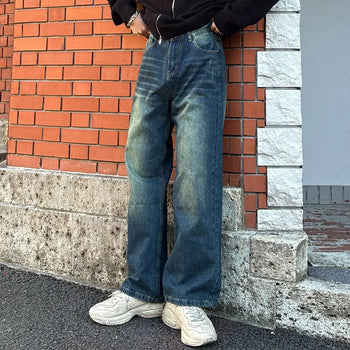 Vintage wide-leg denim pants