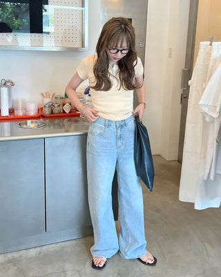 Basic straight wide-fit denim pants